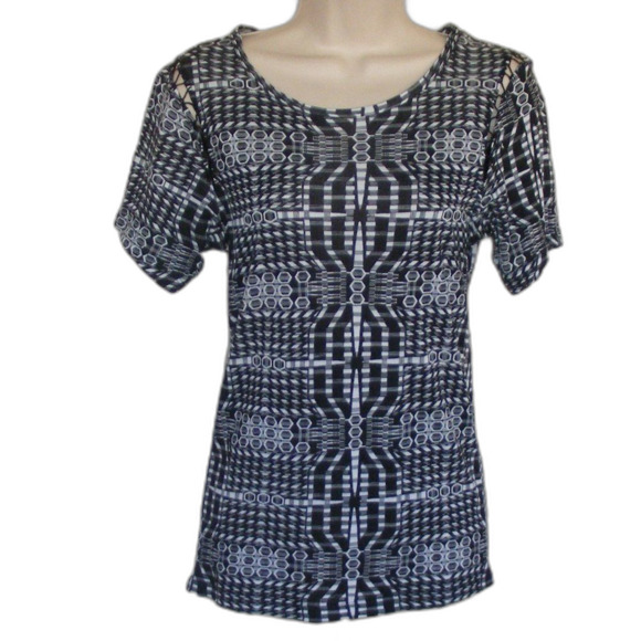 LEITH Tee/Tunic, XS, Op Art, Big Stitch shoulders - Picture 1 of 8